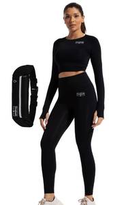 lot 2245 image: TruliaD 2-Piece Workout Sets For Women Athletic Fitness Gym Activewear Seamless Squat Proof Yoga Set With Waist Bag (Medium, Elast, ELS-Black)
