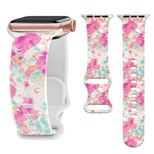 lot 2259 image: LHWINYI Floral Print Dressy Band Compatible with Apple Watch Bands for Women 38mm 40mm 41mm 42mm 44mm 45mm 49mm, Designer Cute Silicone Strap for iWatch Ultra SE Series 9 8 7 6 5 4 3 2 1, Tie-dye