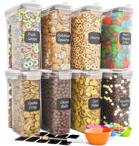 lot 2262 image: Cereal Containers Storage Set of 8 (101.4oz) - Premium Airtight Food Storage Containers for Kitchen Organization - Includes Labels, Spoon Set & Pen - Kitchen Containers best for Flour & Rice