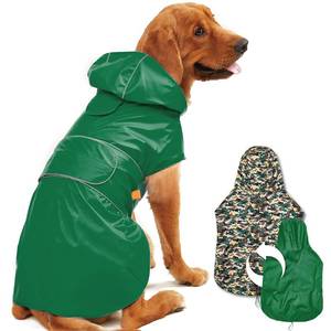 lot 2266 image: Kimee Dog Raincoat Reversible, Single Side Slicker Poncho Adjustable Waterproof Dog Rain Jacket with Leash HoleReflective Stripe Hooded Snowproof Windproof Clothes M