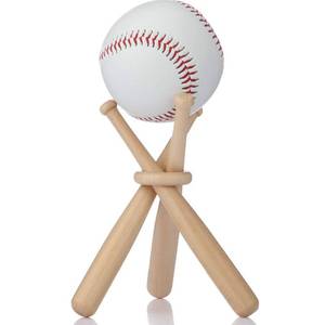 lot 2276 image: Honoson 1 Pack Baseball Stand Baseball Holders for Balls Display Baseball Bat Wooden Display Stand Holder Display Baseball Centerpieces for Tables for Kids and Sports Lover (Wood Color)