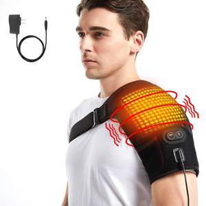 lot 2311 image: PKSTONE Heated Shoulder Wrap with Massage, Electric Shoulder Massager Heating Pad for Men Women Frozen Shoulder Pain Relief with AC Adapter (Black)