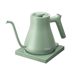 lot 2335 image: Electric Kettle, Offacy Gooseneck Kettle with 6.8mm Fine V-Shaped Spout, Auto Shut-Off & Boil Dry Protection, BPA Free, 1200 Watt Quick Heating, 0.9L, Light Green
