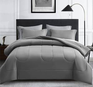 lot 2337 image: Maple&Stone King Size Comforter Set 7 Pieces Bed in Bag - Down Alternative Bed Set with Sheets, Pillowcases & Shams, Soft Reversible Duvet Insert for King Bed, Dark Grey & Light Grey