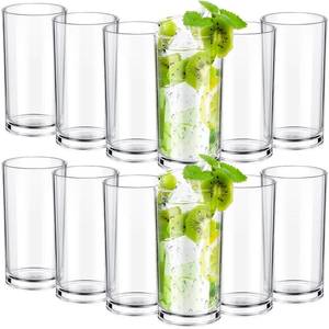 lot 2347 image: SEEWEY Plastic Drinking Glasses Tumblers Unbreakable Acrylic Glasses Drinkware Reusable Clear Cups Plastic Beer Mugs for Water Juice(16 oz, 12 Pcs)