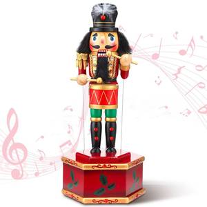 lot 2356 image: Nutcracker Music Box Wooden Nutcracker Soldier Toy Handmade Nutcracker Figures Christmas Nutcrackers Soldiers Wind up Musical Box Clockwork Christmas Music Box for Gift Home Decor (Stylish Style)