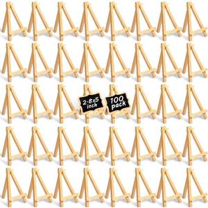 lot 2360 image: 100 Pieces Mini Wood Easel Stands 5 Inch Small Wooden Canvas Easels Display Art Craft Tripod Painting Easels Tabletop Holder for Artist Crafts, Business Cards, Photos, Gift
