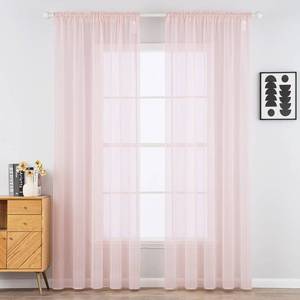 lot 2373 image: MIULEE 2 Panels Solid Color Sheer Window Curtains Elegant Window Voile PanelsDrapesTreatment for Bedroom Living Room (54X72 Inches Baby Pink)