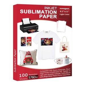 lot 2374 image: Sublimation Paper 100 Sheets 8.5 x 11 Inches 125gsm, for Any Inkjet Printer with Sublimation Ink Epson, Sawgrass, Heat Transfer Sublimation for Mugs T-shirts Light Fabric