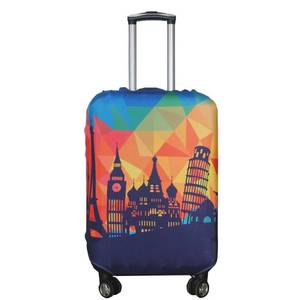 lot 2390 image: Explore Land Travel Luggage Cover Suitcase Protector Fits 23-26 Inch Luggage (Modern City, M)
