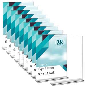 lot 2396 image: EHWINE 10 Pack Acrylic Sign Holder 8.5 x 11, Double-Sided Stand up Table Top Sign Holders, Clear Acrylic Picture Frame Menu Flyer Paper Holder Display Stand for Office Business Store Wedding Party