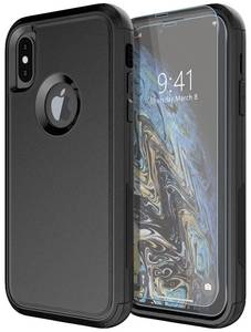 lot 2397 image: Diverbox for iPhone X CaseiPhone Xs Case Shockproof Dropproof Tempered Glass Screen Protector  Heavy Duty Protection Phone Case Cover for Apple iPhone XXS (Black)