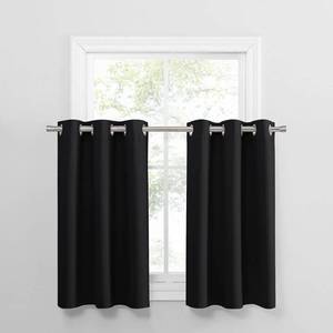 lot 2403 image: PONY DANCE Short Black Curtains for Window - (42 by 36 inches, Black, 2 Pieces) Blackout Valances Grommet Top Window Treatments Panels for Kitchen Bedroom Small Windows