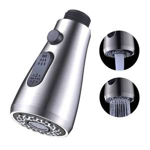 lot 2406 image: Pull Down Kitchen Faucet Sprayer Head Replacement Part - Pull Out Sink Sprayer Replacement Nozzle, Kitchen Faucet Head Hose Spray Tap Spout Only for G12 Connector (Brushed Nickel)