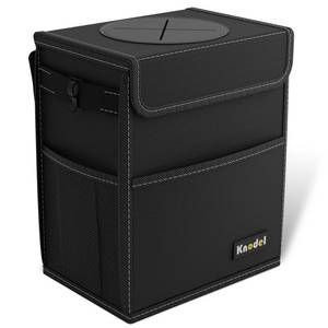 lot 2415 image: KNODEL Car Trash Can, Waterproof Garbage CanBag with Lid, 600D Leak-Proof Trash Bin, Car Trash Hanging (Medium, Black)