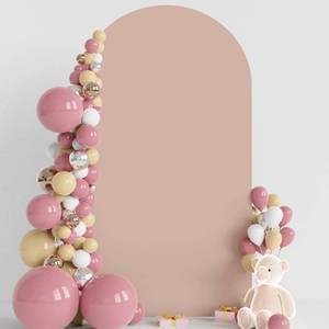 lot 2419 image: Wokceer 7.2FT Wedding Arch Cover Spandex Fitted Wedding Arch Stand Covers Round Top Chiara Arch Backdrop Cover for Birthday Party Ceremony Banquet Decoration Nude
