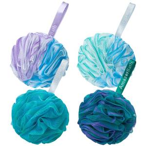lot 2425 image: AmazerBath Loofah Sponge 75gPiece, Exfoliating Bath Sponge Body Scrubber - Loofa Set of 4 Flower Color (Large, Green-Purple)