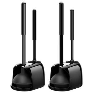 lot 2430 image: SetSail Toilet Brush and Plunger Set, 2 Packs Toilet Plungers for Bathroom Heavy Duty Toilet Bowl Brush and Holder Hidden Toilet Plunger and Brush Set for Deeply Cleaning 2 Packs - Black