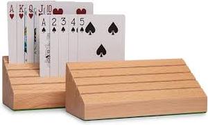lot 2142 image: Solid Beech Playing Card Holder 2 Pack