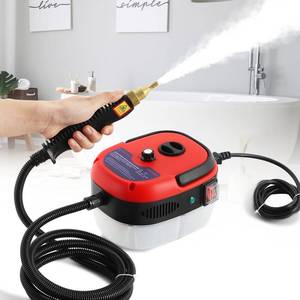 lot 3101 image: Moongiantgo High Pressure Steam Cleaner, 2500W Portable High Temp Bathroom Power Steamer Cleaning Machine Steam Humidity Adjustable For Home Use Kitchen Grease Car Detailing (110V, Red)