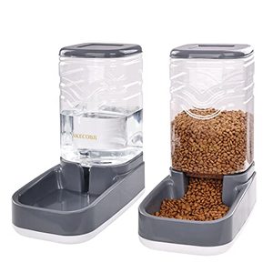 lot 3107 image: NKECOBJI Automatic Pets Feeder and Water Dispenser Set,Gravity Food Feeder and Waterer Set with Pet Food Bowl,Easily Clean Self Feeding for Small Large Pets Dogs Cats Large Capacity(3.8L)