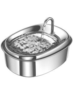 lot 3110 image: Veken Innovation Award Winner - 85oz2.5L Oval Stainless Steel Pet Fountain, Automatic Cat and Dog Water Dispenser for Cats, Dogs, Cat Water Fountain, Multiple Pets