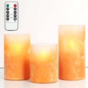 lot 3130 image: GORGE MOMENT Flameless LED Candles Coral Glass with Remote Timer DIM All Seasons Fit Flickering Sandblast Orange Light Trendy Modern Ins Style Home Decorations Holiday Christmas Gift