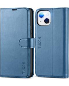 lot 3131 image: TUCCH Case for iPhone 13 Wallet Case 5G, RFID Blocking Card Slot Holder TPU Interior Protective Case, Magnetic Folio PU Leather Stand Flip Cover Compatible with iPhone 13 6.1 2021, Lake Blue