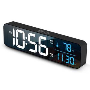 lot 3134 image: Digital Clock, Clock for Bedroom, Clocks for Living Room Decor, Desk Table Clock, Alarm Clock Large Display with Date Week Temperature, Automatic Brightness Dimmer, Smart Cool Modern (Black Blue)