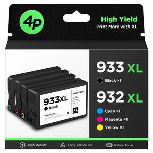 lot 3144 image: 932xl 933xl Compatible Ink Cartridge (4 Pack) Replacement for 932XL 933XL 932 933 High Yield, Use with Officejet 6700 6600 7612 6100 7610 7110 Printer (1 Black 1 Cyan 1 Magenta 1 Yellow)