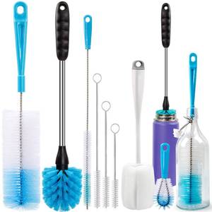 lot 3159 image: Holikme 8 Pack Bottle Brush Tube Cleaning Set, Long Handle Bottle Cleaner for Washing Narrow Neck Beer Bottles Wine Decanter Narrow Cup Pipes Sinks Cup Cover, White
