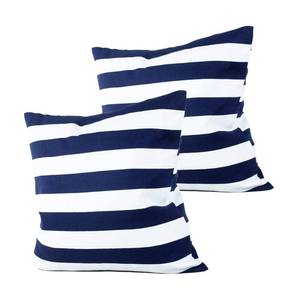 lot 3198 image: Leaveland Retro Navy Blue Stripe 18x18 Inch Set of 2 Cotton Polyester Square Throw Pillow Case Decorative Durable Cushion Slipcover Home Decor Sofa Porch Standard Size Accent Pillowcase Encasement
