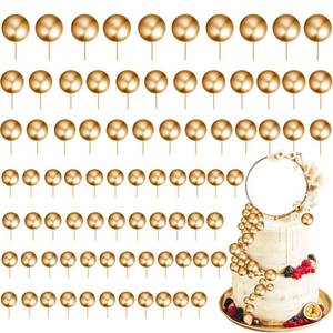 lot 3210 image: 110 Pcs 5 Sizes Gold Balls Cake Topper Mini Balloons Cake Toppers Foam Ball Cake Decorations Balloon Cake Topper Ball Shaped Cake Insert Topper for Birthday Party Baby Shower Decor (gold)