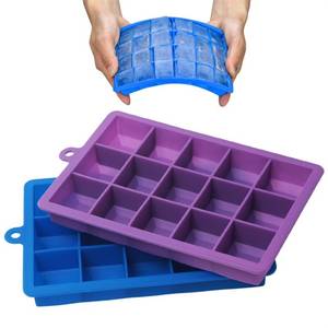 lot 3211 image: AYI&AYEE Silicone Ice Cube Trays with Lids - 2 Pack - 15 Cavities 1 25 inch (2 tbsp  30ml  1 fl oz) Square Ice Cubes Baking Molds - BPA free - Easy Release - for Juice, Baby Food, Chocolate & More