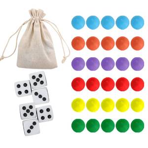 lot 3213 image: COMSREV 30 Wahoo Board Game Replacement Marbles Each of Colors, Dice and a Play Bag for Aggravation Wahoo Board Game