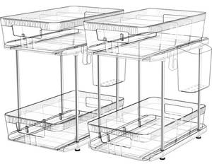 lot 3235 image: NIHEHAG Large Under Sink Organizer for Bathroom - Under Sink Organizers and Storage for Kitchen, Multi-Purpose Pull Out Cabinet Organizer Clear, Snack Pantry Organization Medicine Bins (XL)