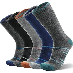 lot 3237 image: ANTSANG Merino Wool Socks for Men & Women Thermal Winter Hiking Warm Thick Crew Cozy Boot Work Gift Socks Stocking Stuffers 5 Pairs (OrangeGreenBlueBlackDark Grey A,M)