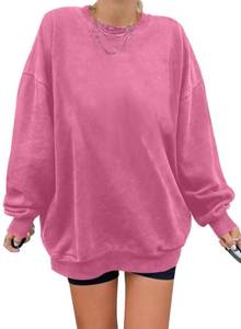 lot 3240 image: Dokotoo Womens Plus Size Chicago Oversized Crewneck Long Tunic Sweatshirts for Women Long Sleeve Comfy Cozy Fleece Pullover 2023 Fall Tops Casual Loose Fit Graphic Tees Shirts Pink XXX-Large