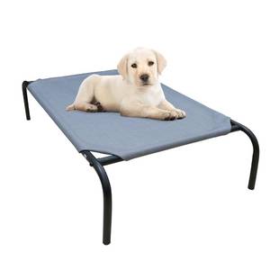 lot 3243 image: PHYEX Heavy Duty Steel-Framed Portable Elevated Pet Bed, Elevated Cooling Pet Cot, 33 L x 19 W x 7.5 H(S, Grey)