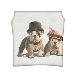 lot 3256 image: DEEZOMO Small Makeup Bag for Purse, Pocket Cosmetic Bag Squeeze Waterproof PU Leather No Zipper Self-Closing Mini Multipurpose Storage Bag for Travel, Lipsticks, Headphones, Cosmetics (Dog)