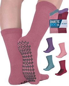 lot 3270 image: Diabetic Socks for Women and Men - 4 Pairs Non Binding Socks for Women  Non Slip Socks Mens  Gripper Socks for Men