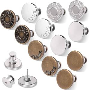 lot 3278 image: 12 Sets Button Pins for Loose Jeans, No Sew and No Tools Instant Replacement Snap Tack Pant Button, Ceryvop Reusable and Adjustable Metal Pants Button Tightener
