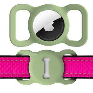 lot 3279 image: Airtag Dog Collar Holder, DLENP Air Tag Protective Cat Airtag Dog Collar,Silicone AirTags GPS Tracking Accessories,Air Tags with Bone Pattern (1 Pack(Green))