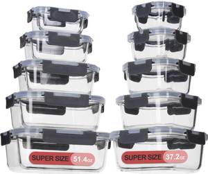 lot 3280 image: coccot Glass Food Storage Containers with Lids Airtight, Glass Meal Prep Containers for Lunch, Glass Container Set, BPA Free 20 Pieces