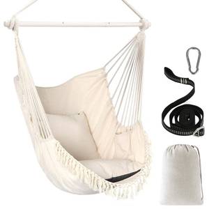 lot 3281 image: Chihee Hammock Chair Hanging Swing Max 500 Lbs 2 Cushions Included Steel Spreader Bar with Anti-Slip Grooves Portable Hanging Chair Side Pocket Large Macrame Bohemian Chair Indoor Outdoor