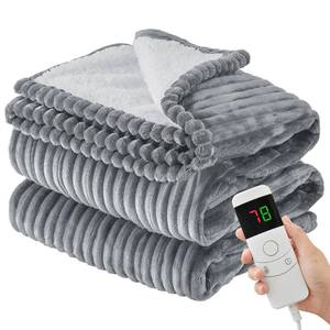 lot 3282 image: Bafode Electric Heated Throw Blanket, Thick Soft Heating Blanket, Warming Plush Electric Lap Blanket Sherpa for Adults with 5-Position Timer &10 Heating Levels,Machine Washable