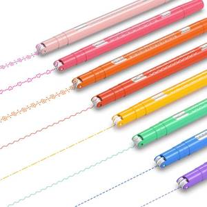 lot 3290 image: AECHY 8PCS Colored Curve Highlighter Pen Set for Note Taking, Dual Tip Pens with 5 Different Shapes & 8 Colors Fine Lines, for Kids Journaling Supplies