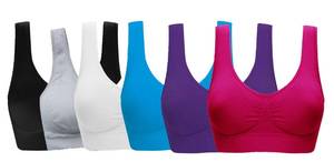 lot 3295 image: Womens Comfort Workout Sports Bra Low-Impact Activity Sleep Bras Pack of 6 5XL