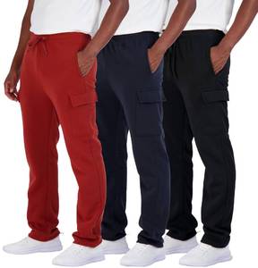 lot 3298 image: Mens Open Bottom Cargo Pants Fleece Active Sports Athletic Training Sweats Track Running Casual Workout Men Pant Jogger Baggy Cargos Sweatpants Pockets Bottoms Lounge Heavy Warm - Set 7, 2XL