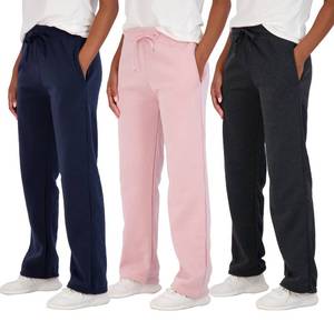 lot 3305 image: Real Essentials Womens Fleece Open Women Sweatpant Bottom Sweatpants Running Pant Baggy Wide Leg Jogging Sweats Bottoms Teen Lounge Active Ladies Warm Pants Casual Athletic Sweat, Set 3, M, Pack of 3